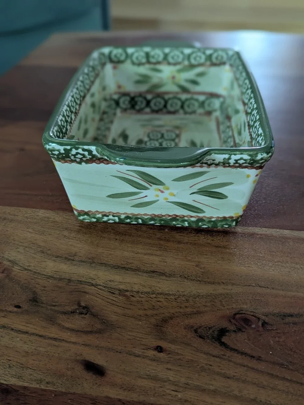 Temptations Ovenware 8 Inch Rectangular Old World Green 1.5 Quart Baking Dish